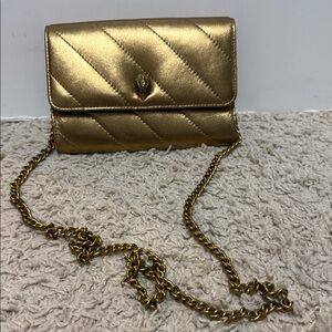 Kurt Geiger Gold Quilted Clutch with Chain